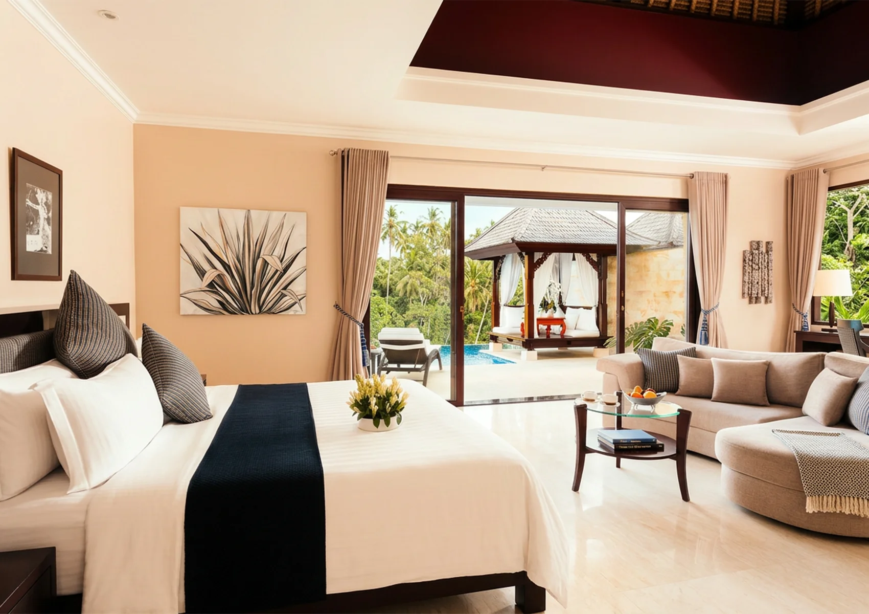 Deluxe Villa at Viceroy Bali featuring elegant tropical interiors, a private infinity pool, spacious luxury bedroom, and serene jungle surroundings for a romantic couples stay in Ubud